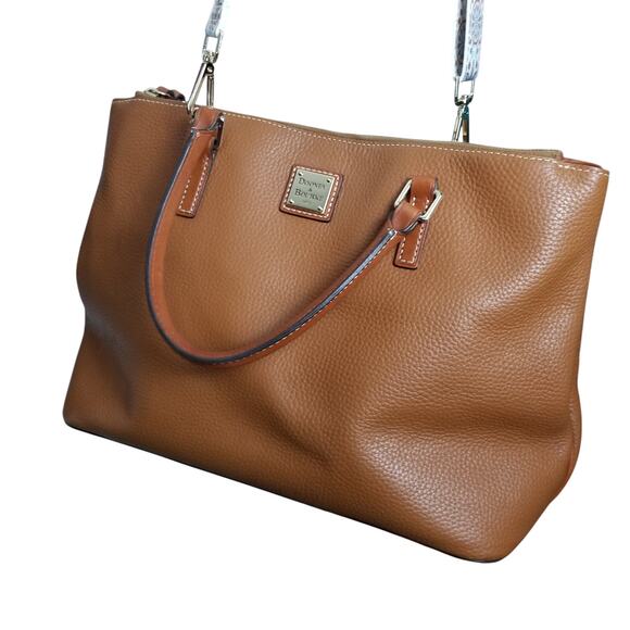 Dooney & Bourke Handbags - Dooney & Bourke Natural Leather Large Willa Zip Satchel Handbag